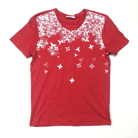 red and white graphic tee mens